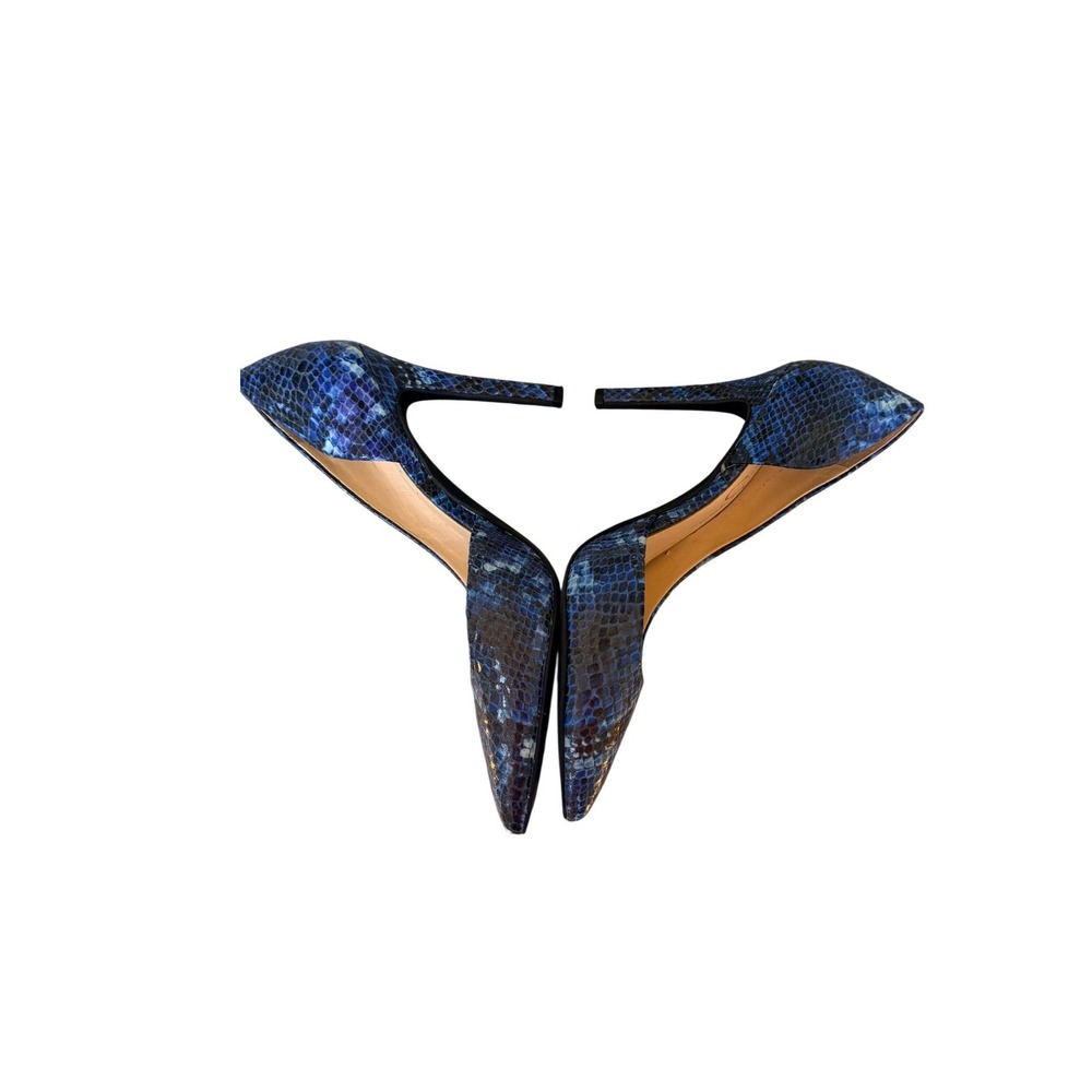 Jessica Simpson Blue Snakeskin Embossed Pointed Toe D'Orsay Stiletto Pumps 8M - Picture 4 of 8